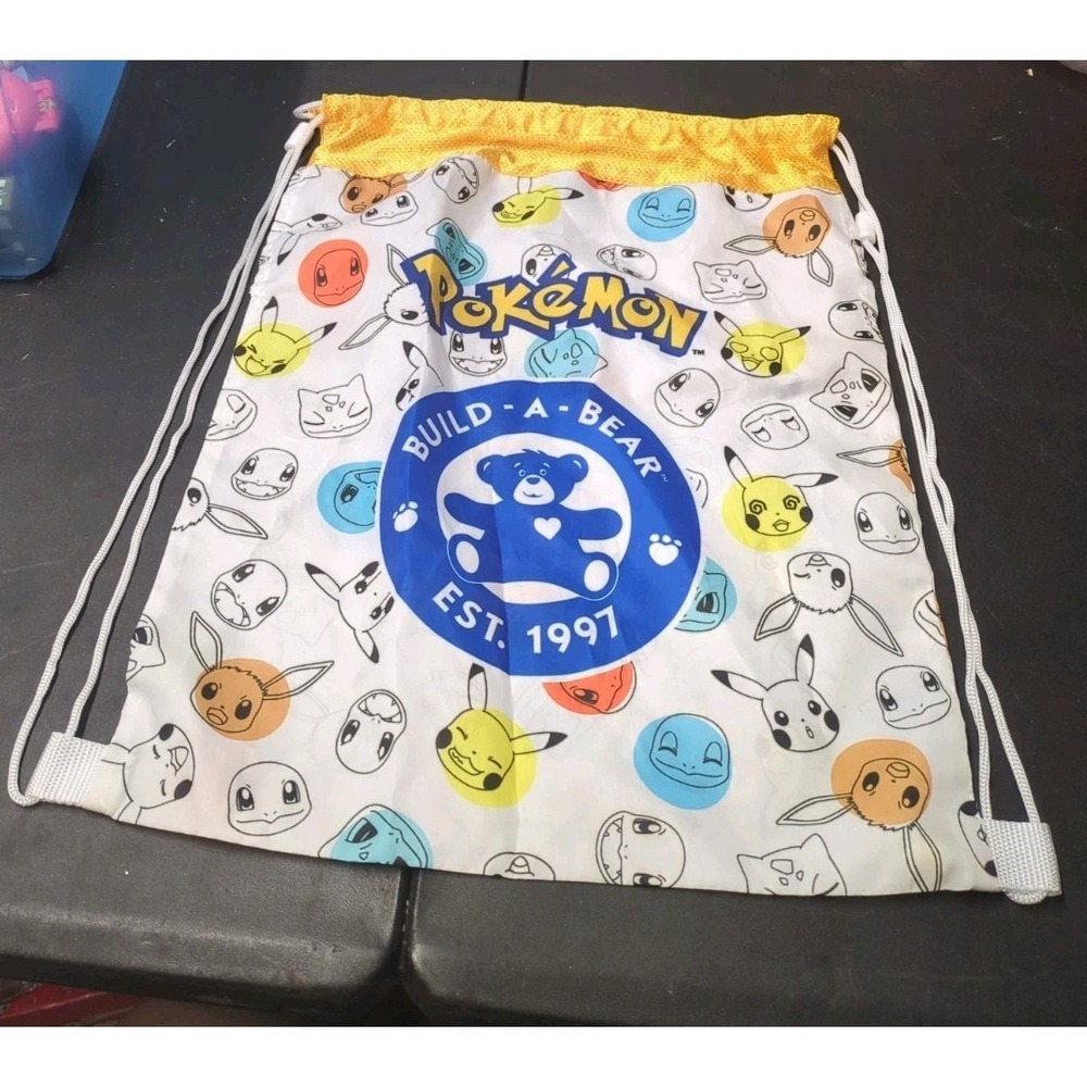 Pokemon Build A Bear Drawstring Bag Backpack Workshop Accessories Bear Carrier